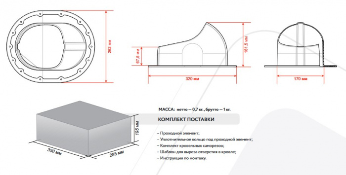 Проходной элемент G для фальцевой и готовой кровли Gervent, черный