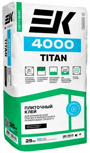Плиточный клей для керамической плитки и керамогранита размера выше среднего ЕК 4000 TITAN